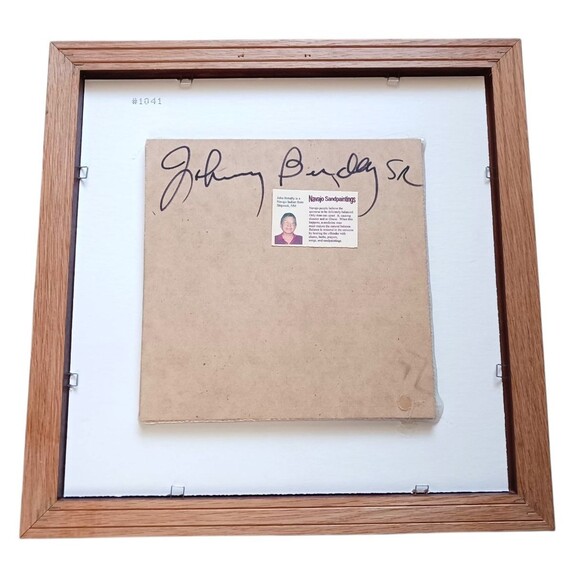 Authentic Navajo Indian Sand Art Painting Framed & Matted Signed John Benally - Picture 5 of 6